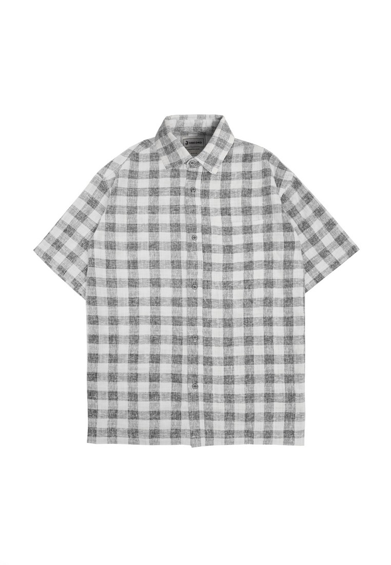 3Second Flanel Shirt Short Sleeve Basic Textured Cotton 050523