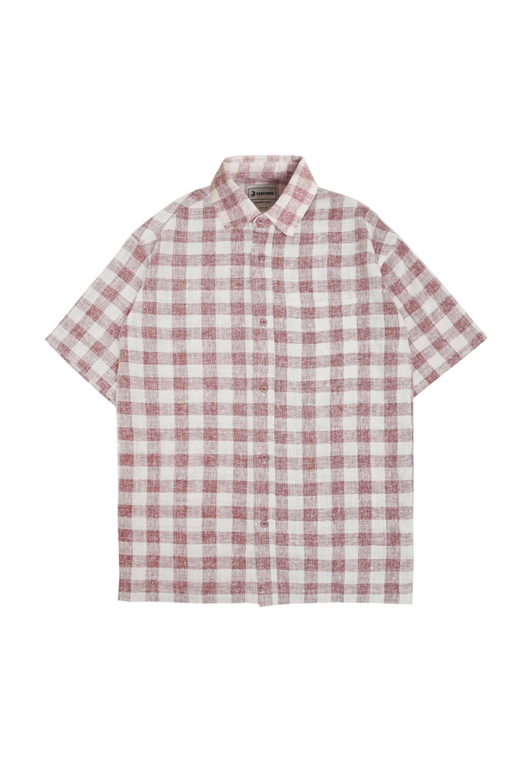 3Second Flanel Shirt Short Sleeve Basic Textured Cotton 040523