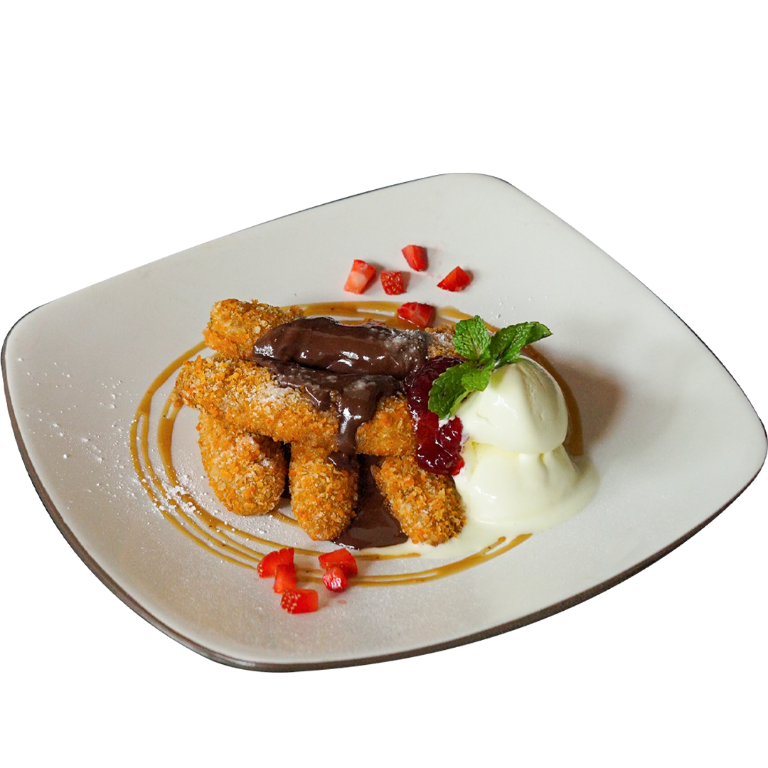 FRIED BANANA NUTELLA WITH ICE CREAM